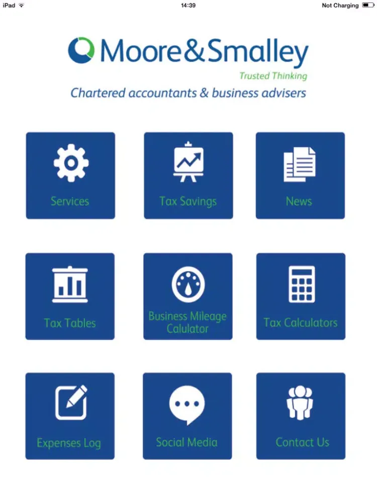 Tangkapan skrin Moore and Smalley Chartered Accountants UK iPad 