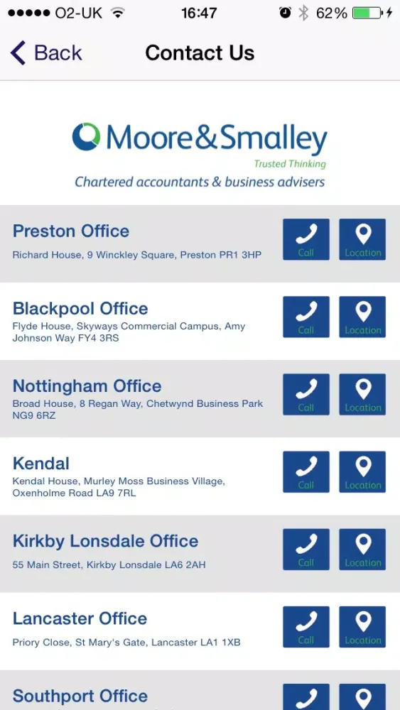 Tangkapan skrin Moore and Smalley Chartered Accountants UK