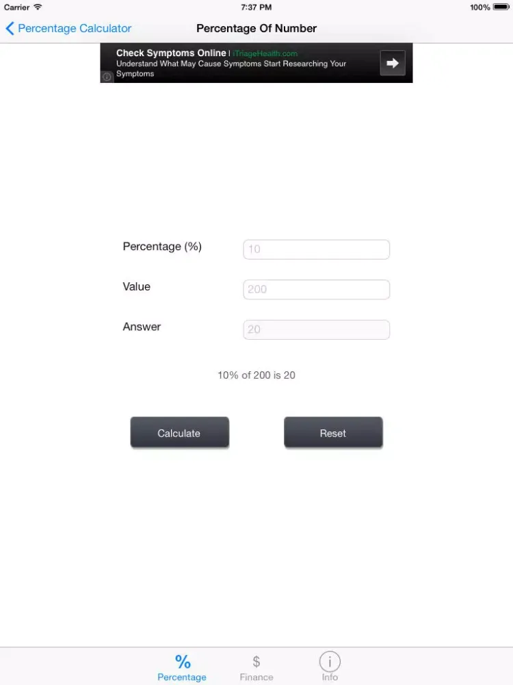 Percentage Calculator 2014 Free iPad  স্ক্রিনশট