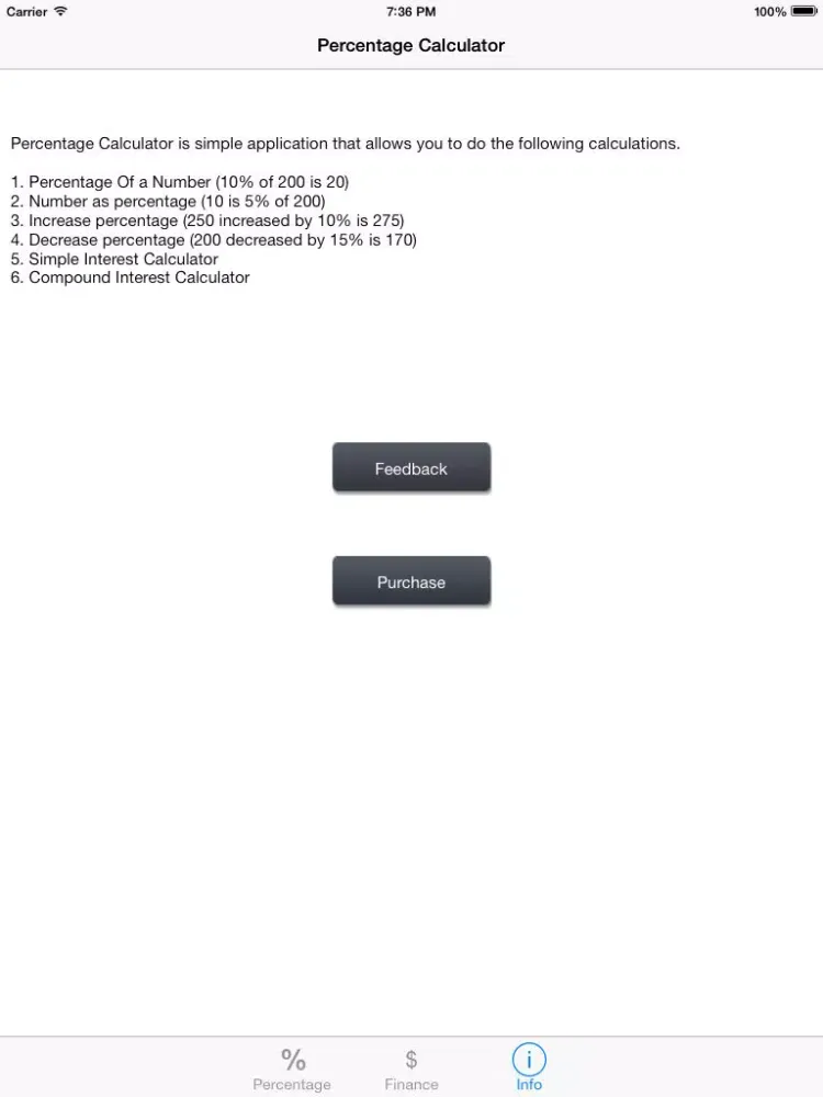 Percentage Calculator 2014 Free iPad  স্ক্রিনশট