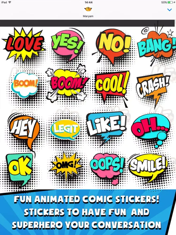 Скриншоты Comic Words Stickers iPad 