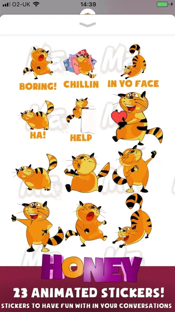Capturas de tela do Kitty Cat Hon Stickers
