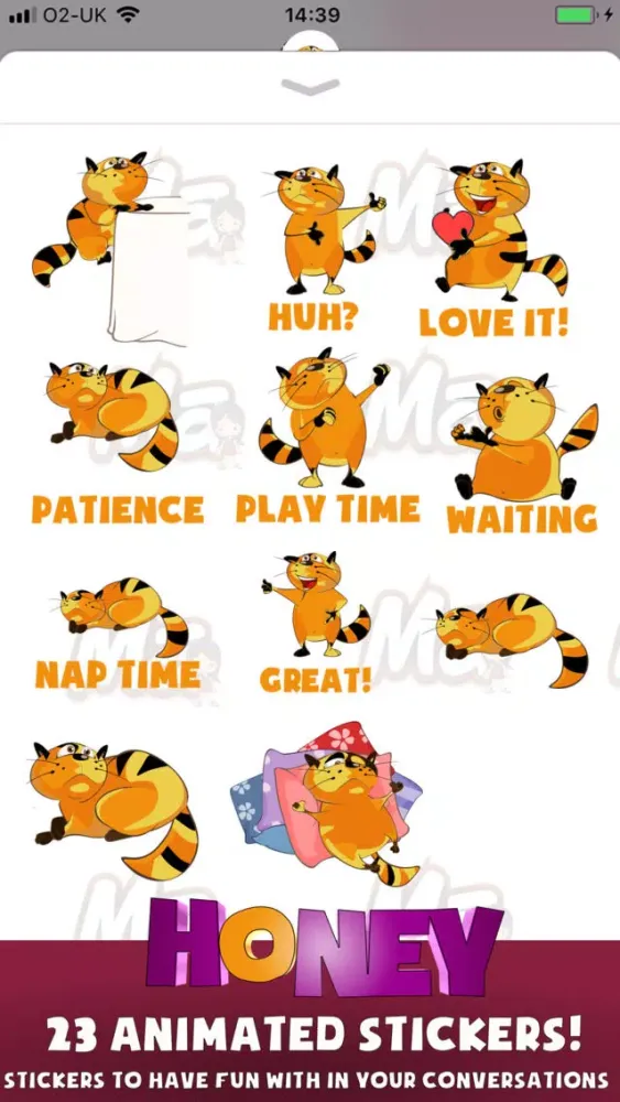 Capturas de tela do Kitty Cat Hon Stickers