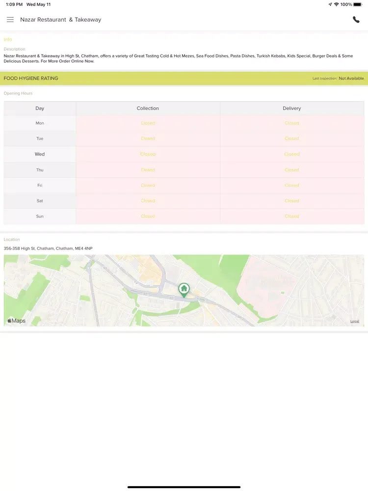 Nazar Restaurant And Takeaway. iPad  Screenshots