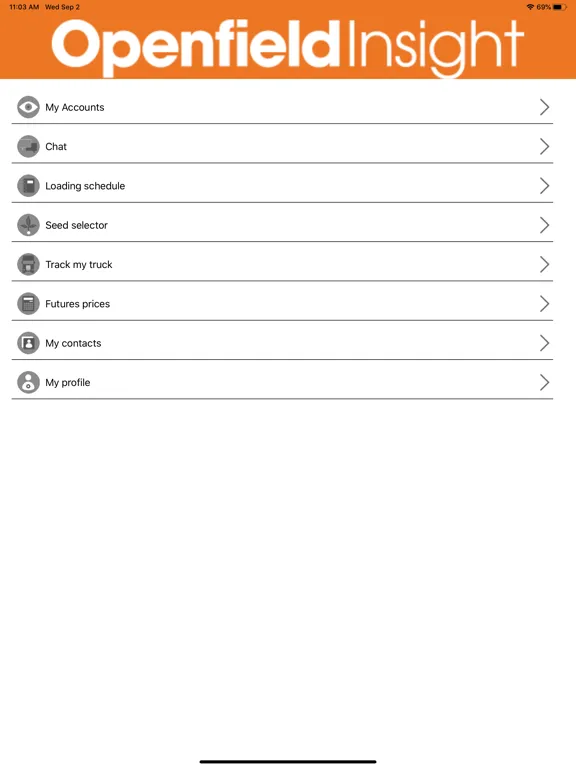Capturas de tela do Openfield Insight iPad 