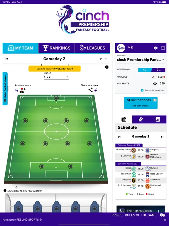 Tangkapan layar SPFL Fantasy iPad 