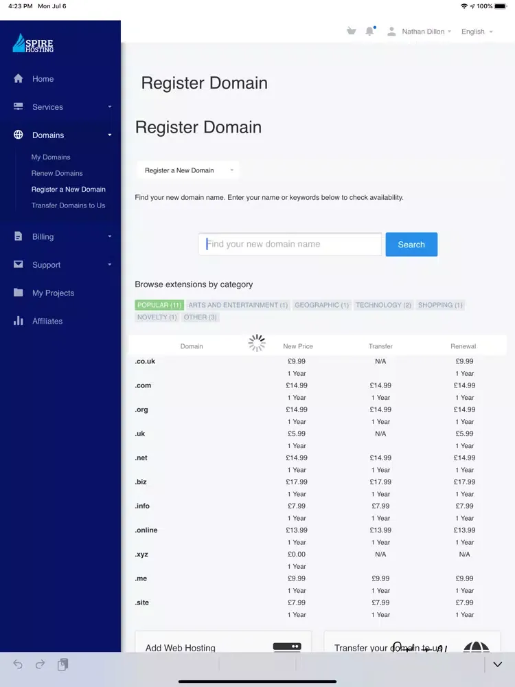 Spire Hosting iPad  Screenshots