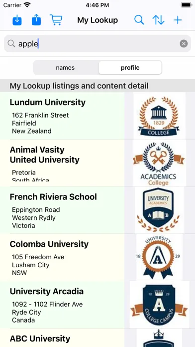 Capturas de tela do My Lookup