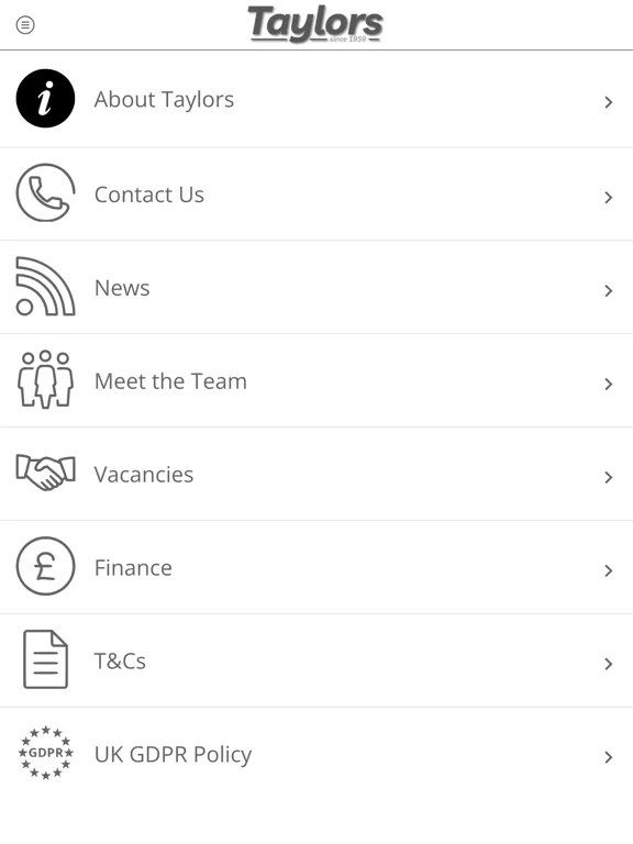 Taylors Motor Group iPad 应用截图