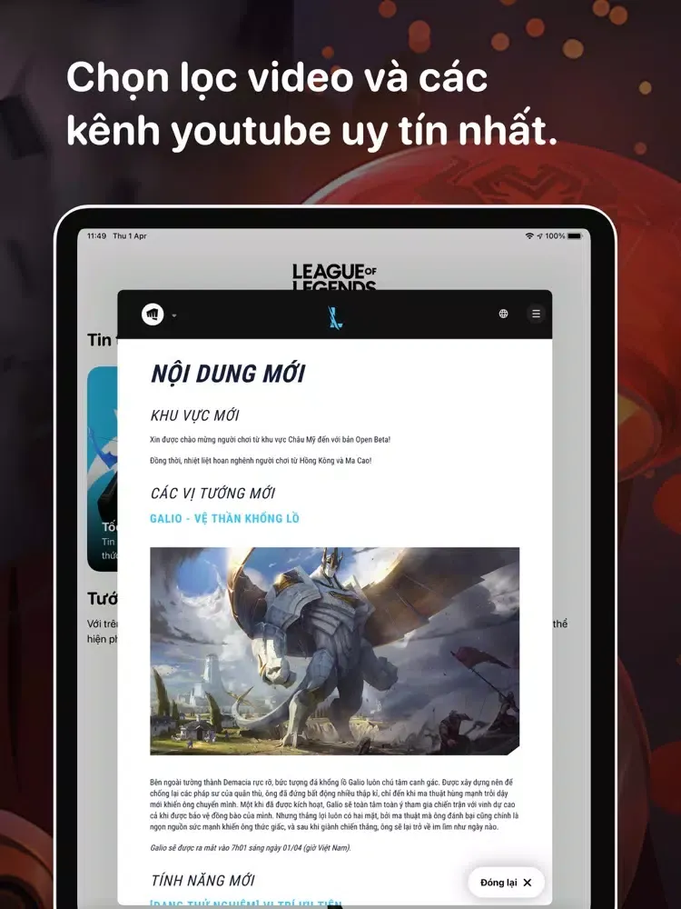 Tangkapan skrin Tốc Chiến Guide iPad 