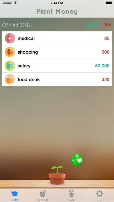 Tangkapan layar Plant Money - personal finance expense income management