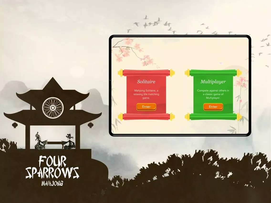 Ảnh chụp màn hình của Four Sparrows Mahjong iPad 