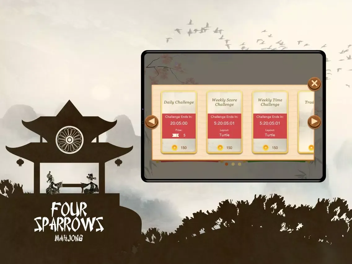 Ảnh chụp màn hình của Four Sparrows Mahjong iPad 