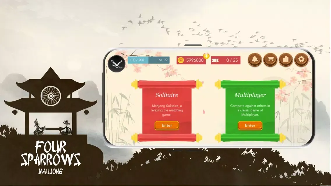 Ảnh chụp màn hình của Four Sparrows Mahjong