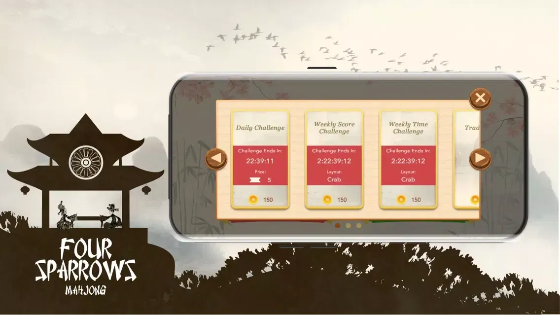 Ảnh chụp màn hình của Four Sparrows Mahjong
