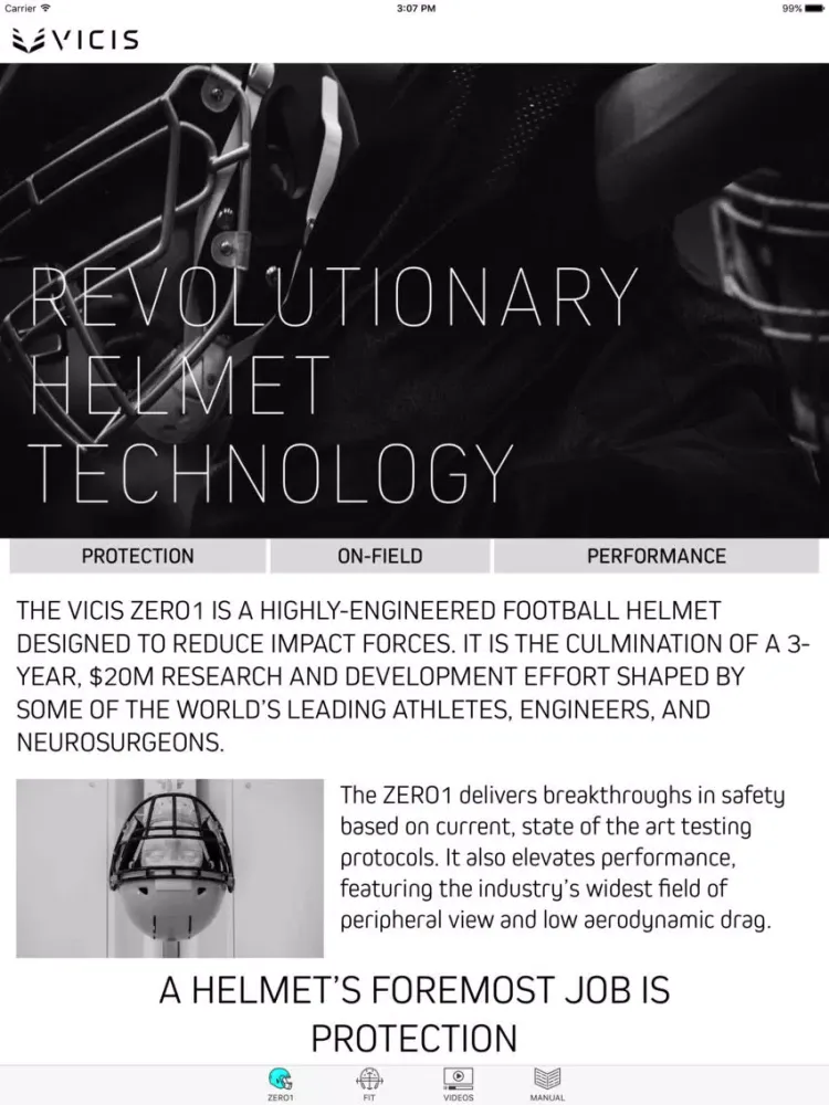 VICIS: REVOLUTIONARY HELMET TECHNOLOGY iPad  स्क्रीनशॉट