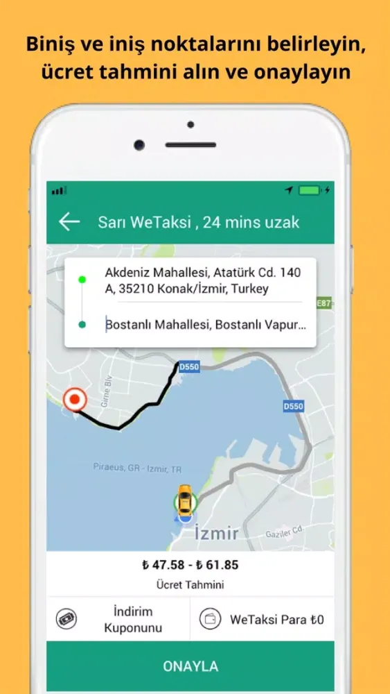 Zrzuty ekranu WeTaksi - İzmir'de Taksi Cepte