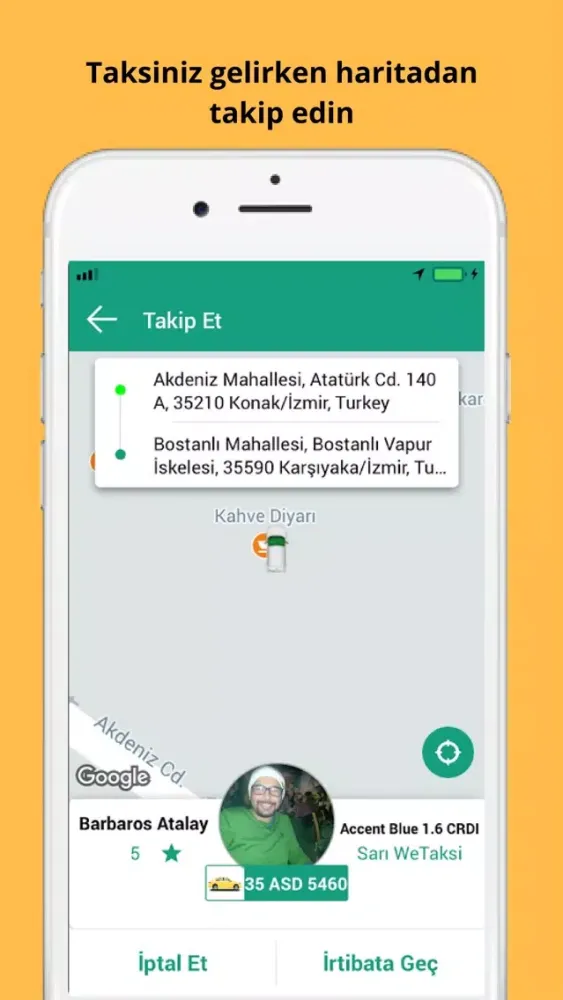 Zrzuty ekranu WeTaksi - İzmir'de Taksi Cepte