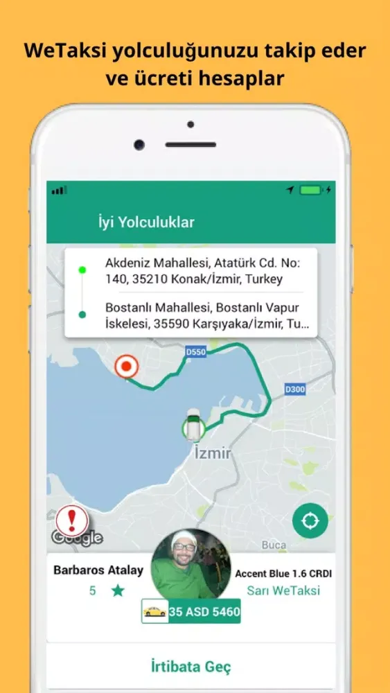 Zrzuty ekranu WeTaksi - İzmir'de Taksi Cepte