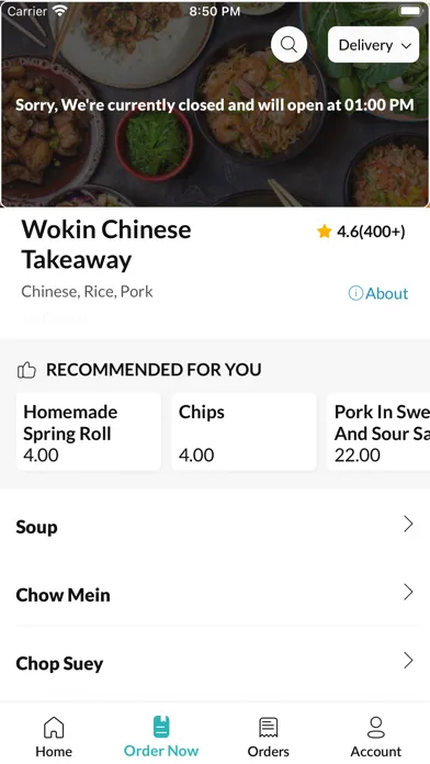Tangkapan layar Wokin Chinese Takeaway,