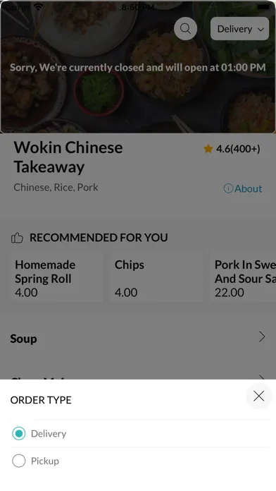Tangkapan layar Wokin Chinese Takeaway,