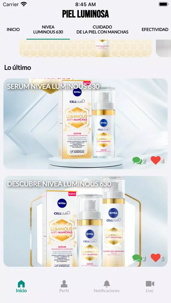Tangkapan layar Piel Luminosa
