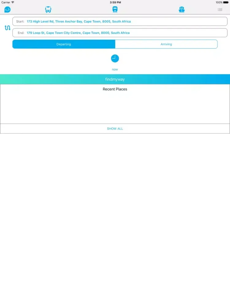 Findmyway App iPad  Screenshots