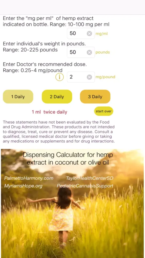 Zrzuty ekranu Hemp Dispensing Calculator