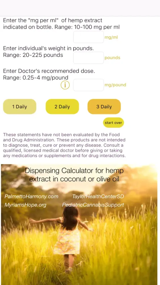 Zrzuty ekranu Hemp Dispensing Calculator