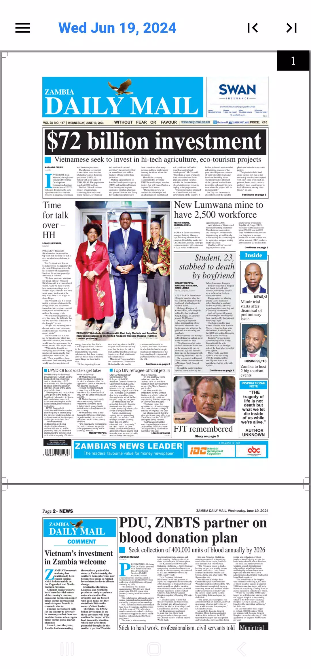 Zambia Daily Mail ePaper скриншоты приложения4