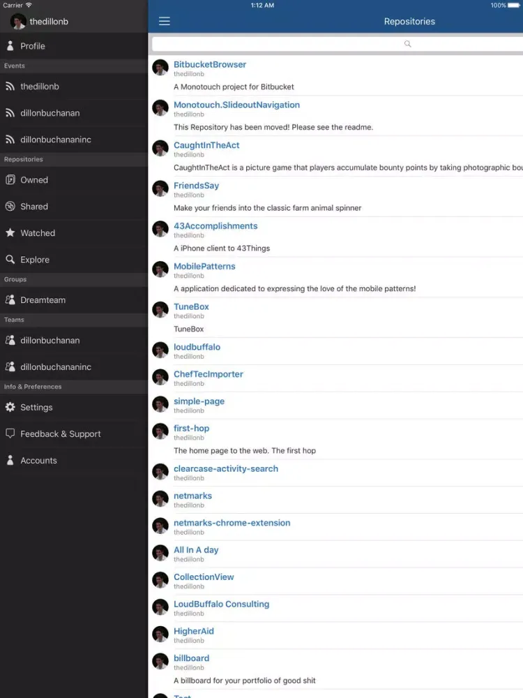 CodeBucket - A Bitbucket Client iPad Screenshots