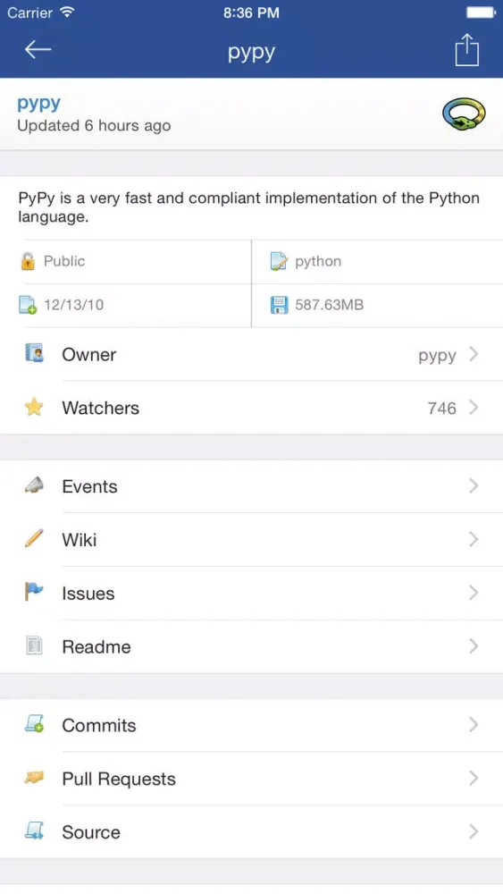CodeBucket - A Bitbucket Client Screenshots