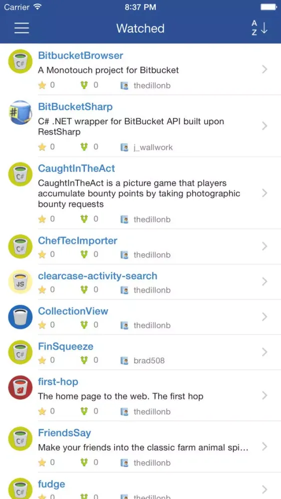CodeBucket - A Bitbucket Client Screenshots