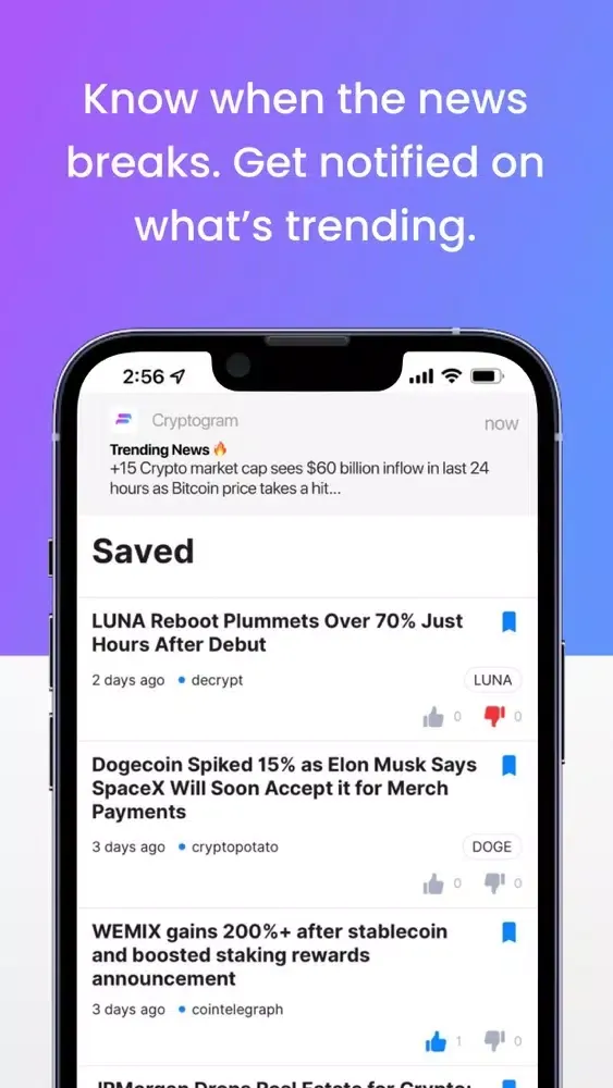 Capturas de pantalla de Cryptogram: CoinMarketCap News
