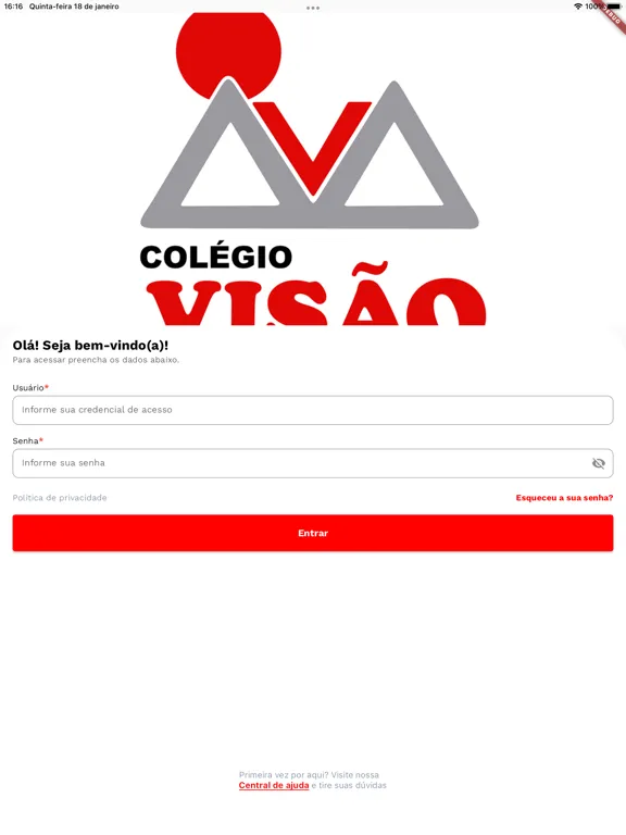 Tangkapan layar Minha Escola Colégio Visão iPad 