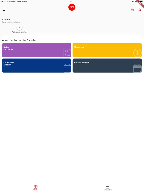 Tangkapan layar Minha Escola Colégio Visão iPad 