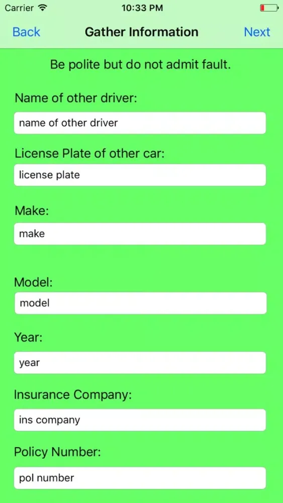 Collect Accident Information স্ক্রিনশট