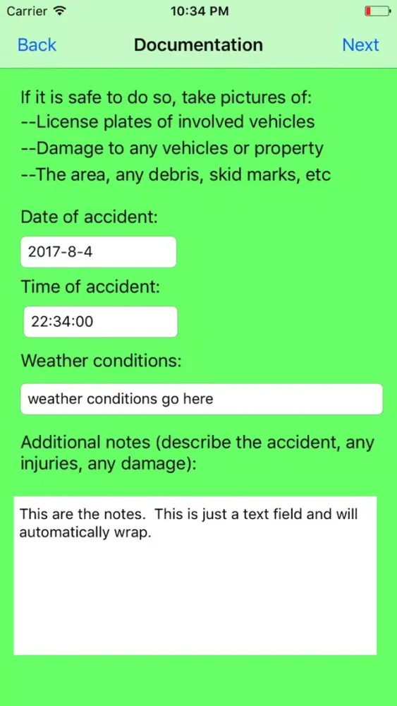 Collect Accident Information স্ক্রিনশট