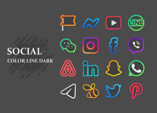 Color Line DARK Icon Pack Screenshots
