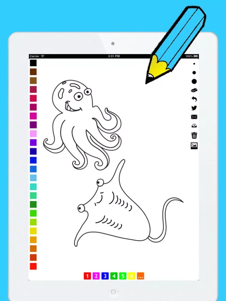 Underwater Coloring Book for Children: Learn to color and draw a mermaid, pirate, turtle and more iPad  سکرین شاٹس