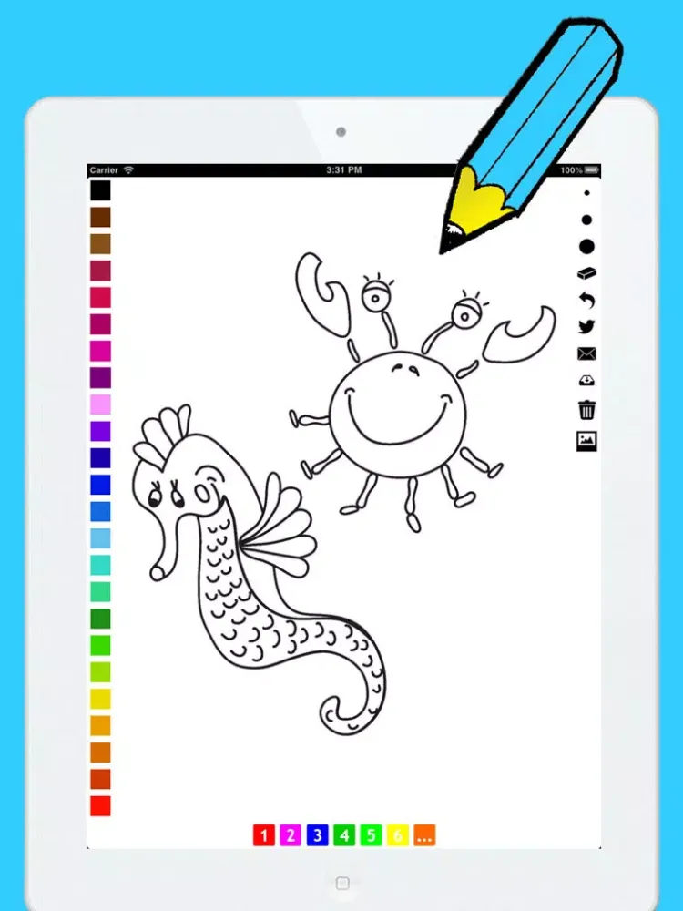 Underwater Coloring Book for Children: Learn to color and draw a mermaid, pirate, turtle and more iPad  سکرین شاٹس