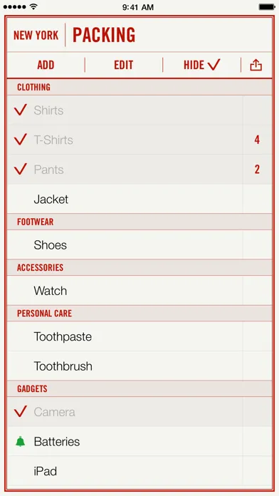 Capturas de pantalla de Travel List – Trip Packing