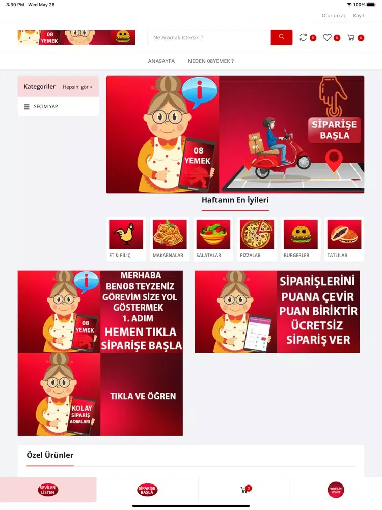 08Yemek - Yemek Siparişi iPad 应用截图