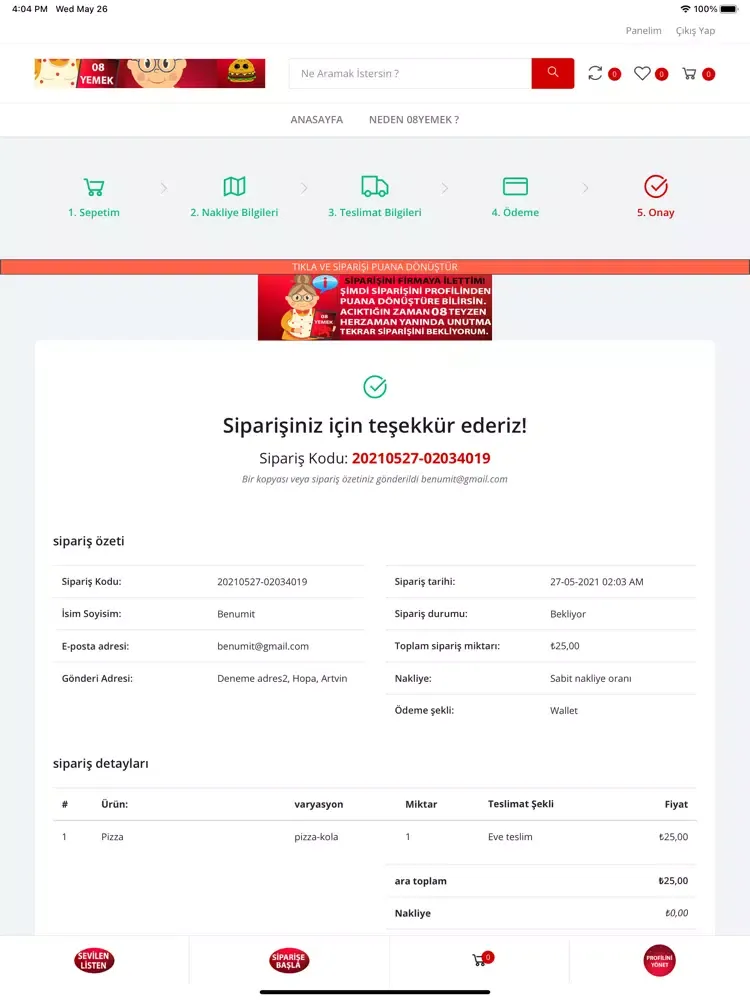 08Yemek - Yemek Siparişi iPad 应用截图