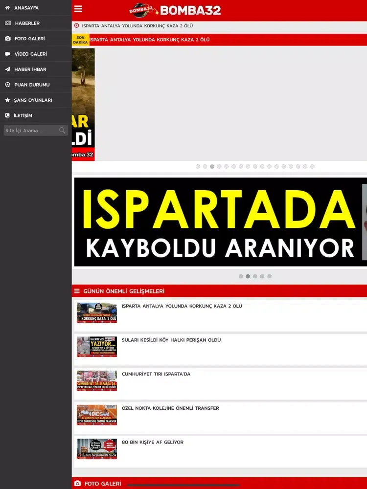 Ảnh chụp màn hình của Bomba 32 - Isparta Son Dakika iPad 