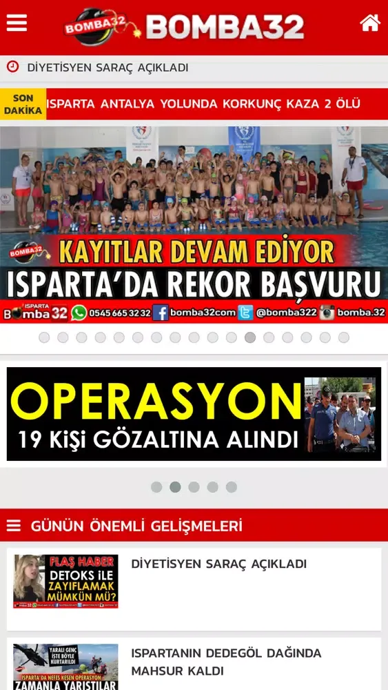 Ảnh chụp màn hình của Bomba 32 - Isparta Son Dakika