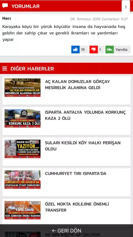 Ảnh chụp màn hình của Bomba 32 - Isparta Son Dakika