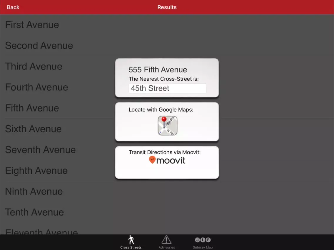 Ảnh chụp màn hình của CrossWalk NYC: cross-street finder & subway map iPad 