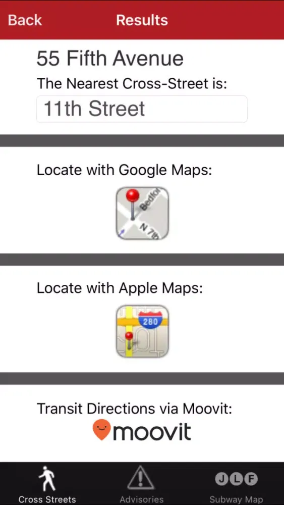 Ảnh chụp màn hình của CrossWalk NYC: cross-street finder & subway map