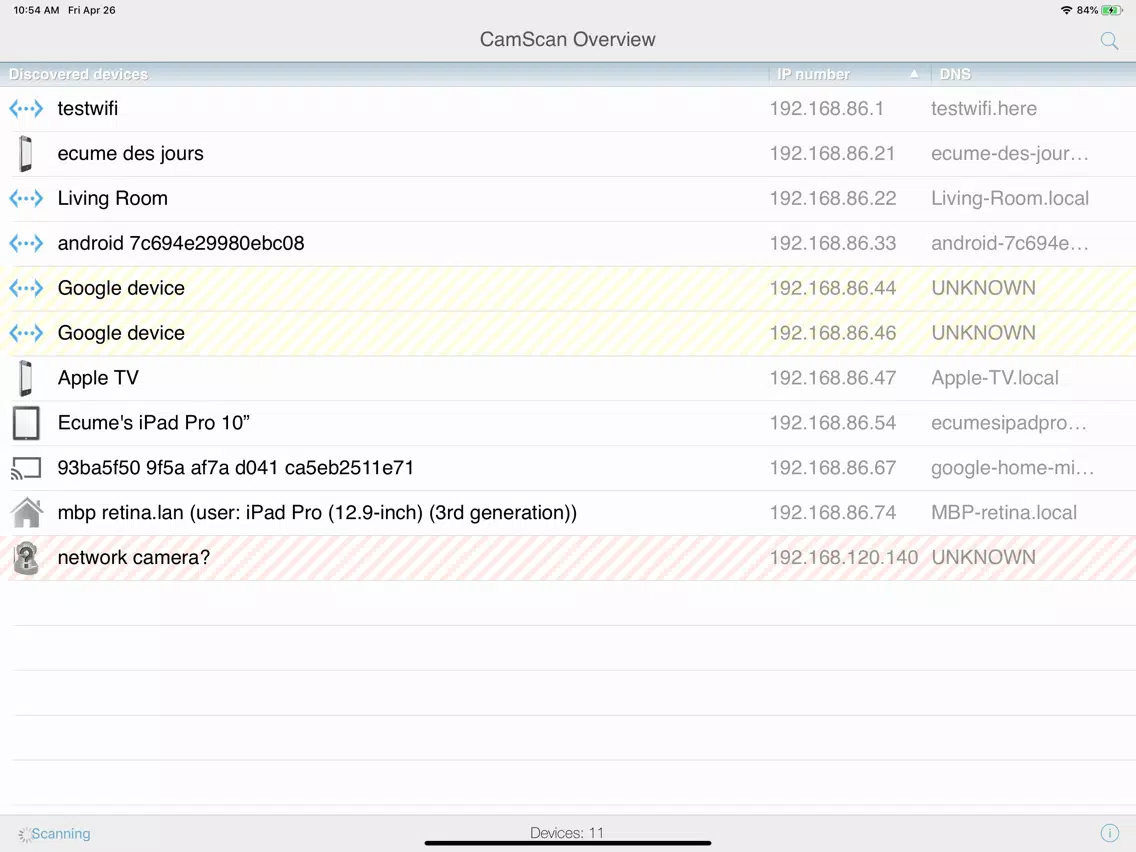 Network Camera Scanner iPad  Screenshots